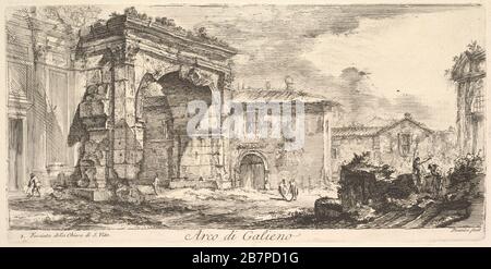Arco di Galieno. 1. Fa&.xe7;Ade della Chiesa di S. Vito (Arco di Galieno. 1. Facciata della Chiesa di S. Vito), ca. 1748. Foto Stock