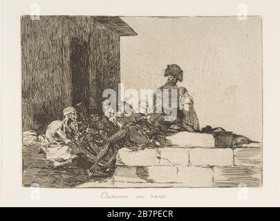 Piastra 54 da "i disastri della guerra" (Los Desastres de la Guerra): "Gli appelli sono vani". (Clamores en vano.), 1811-12 (pubblicato nel 1863). Foto Stock