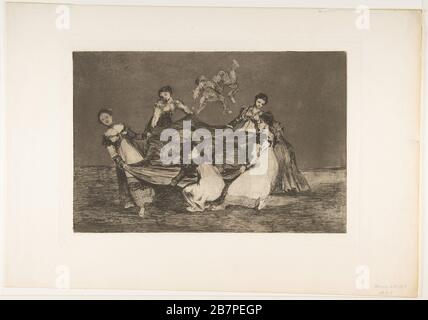 Piatto 1 dal 'Disparates': Follia femminile., ca. 1816-23 (pubblicato nel 1864). Foto Stock