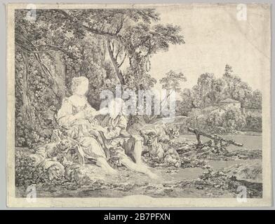 Pensant-ils au Raisin? (Stanno pensando all'uva?), 18 ° secolo. Dopo Francois Boucher Foto Stock