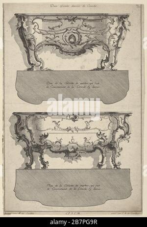 Disegni per due commode , da 'Livre de differents dessein de Comodes', 1745-56. Foto Stock