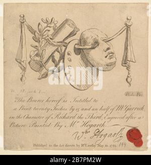 Maschera e tavolozza, 1781. Dopo William Hogarth. Foto Stock