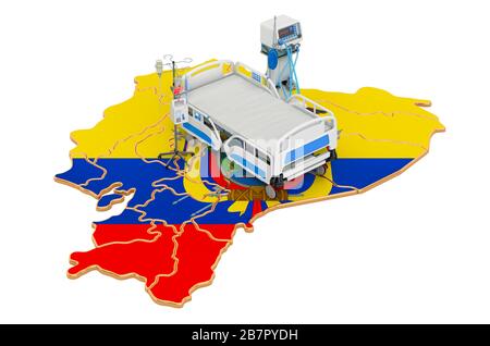 Unità di terapia intensiva in Ecuador, rendering 3D isolato su sfondo bianco Foto Stock