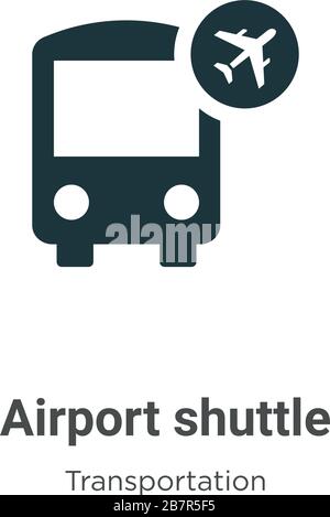 Icona vettore navetta aeroportuale su sfondo bianco. Simbolo della navetta aeroportuale a vettore piatto simbolo della moderna collezione di trasporti per il concetto mobile Illustrazione Vettoriale