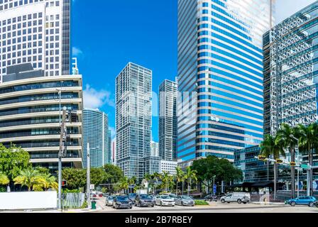 Alti edifici in Brickell, Miami. Foto Stock