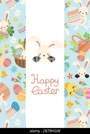 Carino kawaii vettore coniglietto di pasqua in buco, burrow Illustrazione Vettoriale