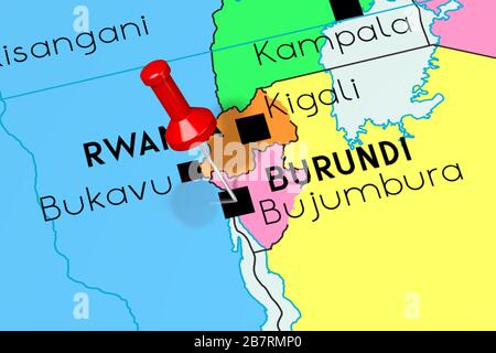 Burundi, Bujumbura - capitale, fissata sulla mappa politica Foto Stock