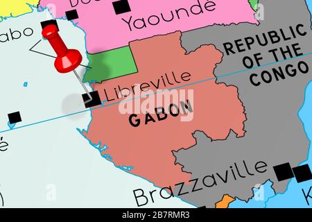 Gabon, Libreville - capitale, bloccato sulla mappa politica Foto Stock