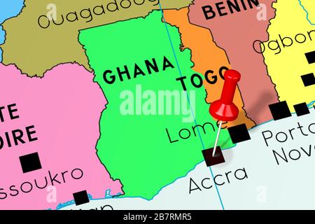 Ghana, Accra - capitale, bloccato sulla mappa politica Foto Stock