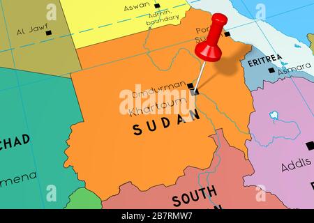 Sudan, Khartoum - capitale, bloccato sulla mappa politica Foto Stock