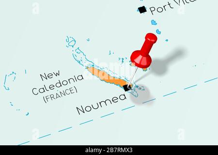 Nuova Caledonia, Noumea - capitale, imperniata sulla mappa politica Foto Stock