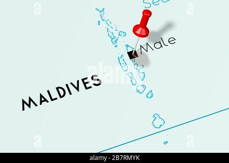 Maldive, Male - capitale, bloccato sulla mappa politica Foto Stock