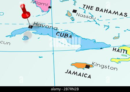 Cuba, Havana - capitale, fissata sulla mappa politica Foto Stock