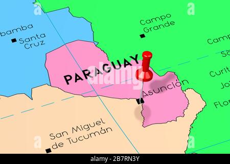 Paraguay, Asunción - capitale, bloccato sulla mappa politica Foto Stock