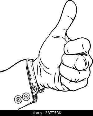 Mano Thumbs up gesto pollice le dita in pugno Illustrazione Vettoriale