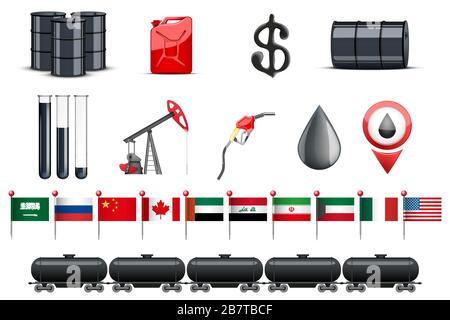 Industria Petrolifera Infografico elementi di design Illustrazione Vettoriale