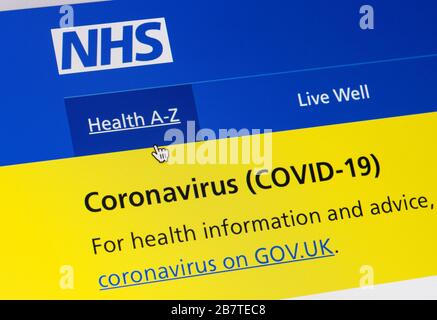 Sito web NHS sito web di Coronavirus Covid 19 Foto Stock