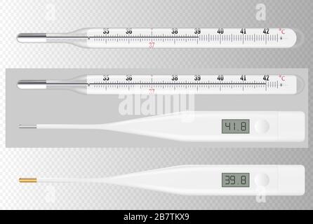 Termometro al mercurio. Illustrazione vettoriale realistica Immagine e  Vettoriale - Alamy