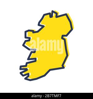 Semplice mappa di colore giallo stilizzato dell'Irlanda Illustrazione Vettoriale