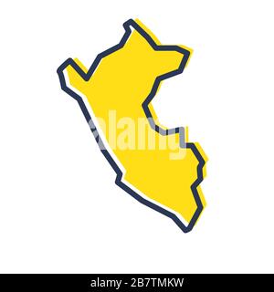 Stilizzata semplice mappa di profilo giallo del Perù Illustrazione Vettoriale
