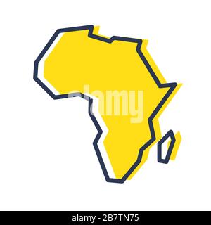 Semplice mappa di profilo giallo stilizzato dell'Africa Illustrazione Vettoriale