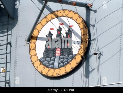 Royal Navy HMS Edinburgh Leith, Scozia, aprile 1989 Foto Stock