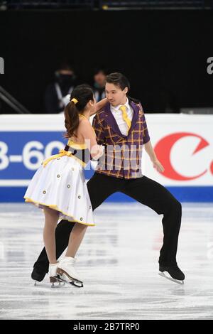 Kana MURAMOTO & Chris REED dal Giappone, durante la danza sul ghiaccio, Rythm Dance ai Campionati mondiali di pattinaggio ISU 2017 alla Helsinki Ice Hall, il 31 marzo 2017 a Helsinki, Finlandia. Credit: Raniero Corbelletti/AFLO/Alamy Live News Foto Stock