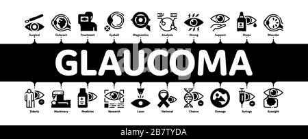 Glaucoma Ophthalmology Minimal Infographic Banner Vector Illustrazione Vettoriale