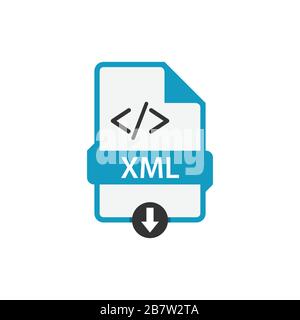 Immagine vettoriale icona pulsante css download documento file XML. Vettore grafico disegno piatto icona file XML Illustrazione Vettoriale