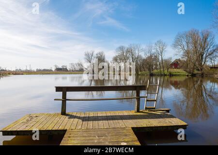 Porrendeich comunità, paesaggio e penisola Eiderstedt, Frisia settentrionale, Schleswig-Holstein, Germania settentrionale, Europa centrale Foto Stock