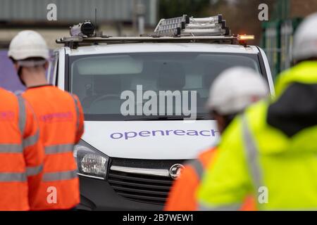 Un furgone Openreach presso il centro di formazione Openreach di Peterborough Foto Stock