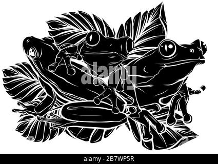 frogs silhouettes collezione illustrazione vettoriale design art Illustrazione Vettoriale