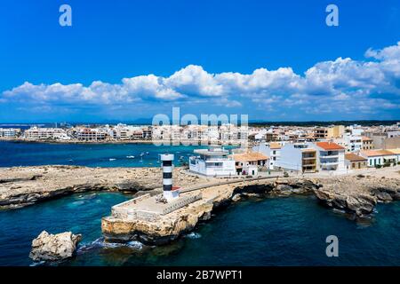 Foto aeree, Colonia de Sant Jordi, Cala Galiota, Maiorca, Isole Baleari Spagna Foto Stock