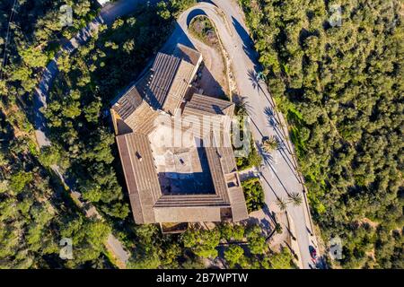 Foto Aeree, Puig De Monti-Sion, Porreres, Santuari De Monti-Sion, Santuario Di Montesion, Maiorca, Isole Baleari, Spagna Foto Stock