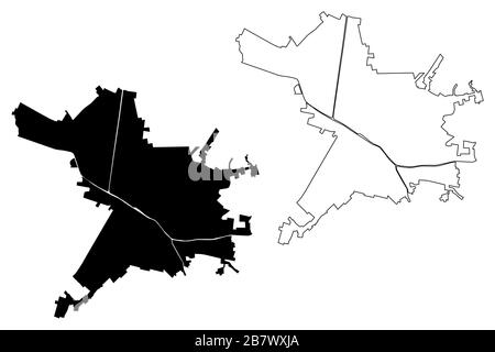 Città di Ferrara (Repubblica Italiana, Emilia-Romagna) mappa vettoriale illustrazione, schizzo di scribble Città di Ferrara amap Illustrazione Vettoriale