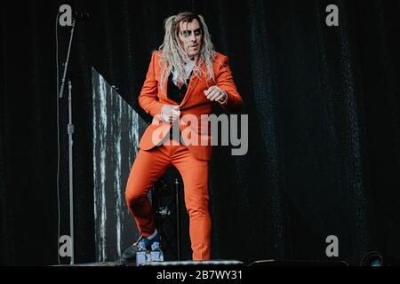 Aarhus, Danimarca. 8 giugno 2018. La band rock americana A Perfect Circle si esibisce in un concerto dal vivo durante il festival musicale danese Northside 2018 ad Aarhus. Qui il cantante Maynard James Keenan è visto dal vivo sul palco. (Photo credit: Gonzales Photo - Nikolaj Bransholm). Foto Stock