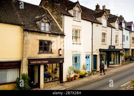 Church Street nella città Cotswold di Tetbury, Inghilterra, Foto Stock