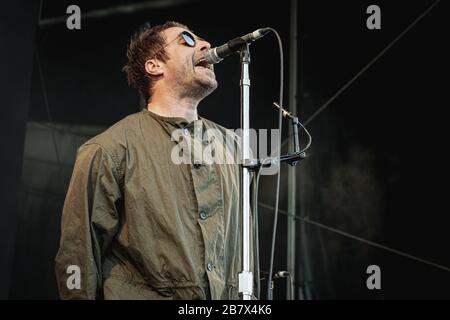 Aarhus, Danimarca. 8 giugno 2018. Il cantante, compositore e musicista inglese Liam Gallagher ha tenuto un concerto dal vivo durante il festival musicale danese Northside 2018 ad Aarhus. (Photo credit: Gonzales Photo - Nikolaj Bransholm). Foto Stock
