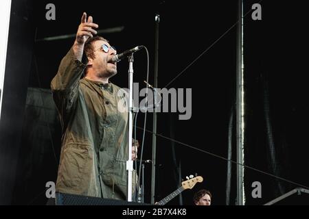 Aarhus, Danimarca. 8 giugno 2018. Il cantante, compositore e musicista inglese Liam Gallagher ha tenuto un concerto dal vivo durante il festival musicale danese Northside 2018 ad Aarhus. (Photo credit: Gonzales Photo - Nikolaj Bransholm). Foto Stock