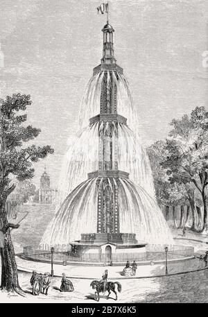 Fontana del pozzo artesiano Grenelle, Place de Breteuil, Parigi, Francia, 1858 Foto Stock