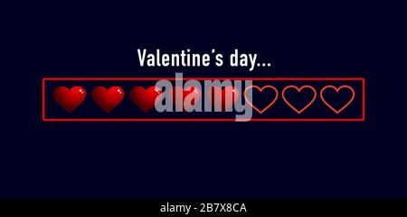 Barra di stato di San Valentino con cuori stilizzati voluminosi in 3D. Illustrazione vettoriale Illustrazione Vettoriale