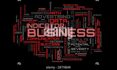 Collage di parole rosse su sfondo bianco. Bella nuvola rossa Foto Stock