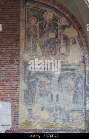 Pittura medievale (12/13 ° secolo) - Atrium di Ansperto - Basilica di Sant'Ambrogio - Milano Foto Stock