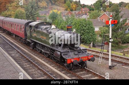 The Age of Steam, locomotive a vapore d'epoca sulla Severn Valley Railway a Bewdley, Worcs. Foto Stock