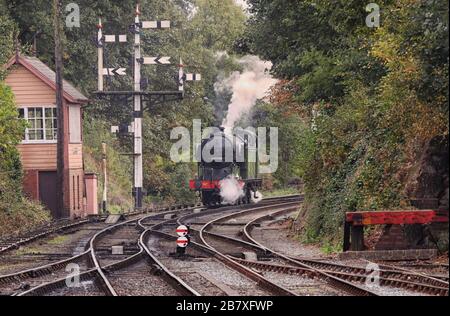 The Age of Steam, locomotive a vapore d'epoca sulla Severn Valley Railway a Bewdley, Worcs. Foto Stock