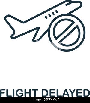 Icona volo ritardato dal ritiro dell'aeroporto. Semplice linea volo ritardato icona per modelli, web design e infografica Illustrazione Vettoriale