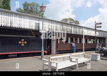 Locomotiva a vapore di classe 16 presso il museo Heidelberg Heritage, Voortrekker Street, Heidelberg, provincia di Gauteng, Repubblica del Sud Africa Foto Stock