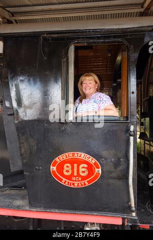Locomotiva a vapore di classe 16 presso il museo Heidelberg Heritage, Voortrekker Street, Heidelberg, provincia di Gauteng, Repubblica del Sud Africa Foto Stock