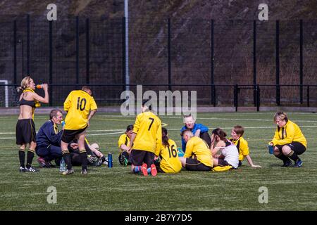 Calcio femminile a Ebbw vale, Galles. Foto Stock