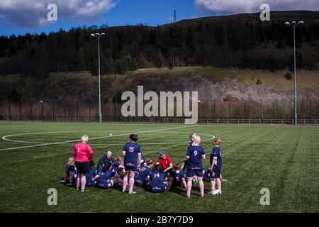 Calcio femminile a Ebbw vale, Galles. Foto Stock